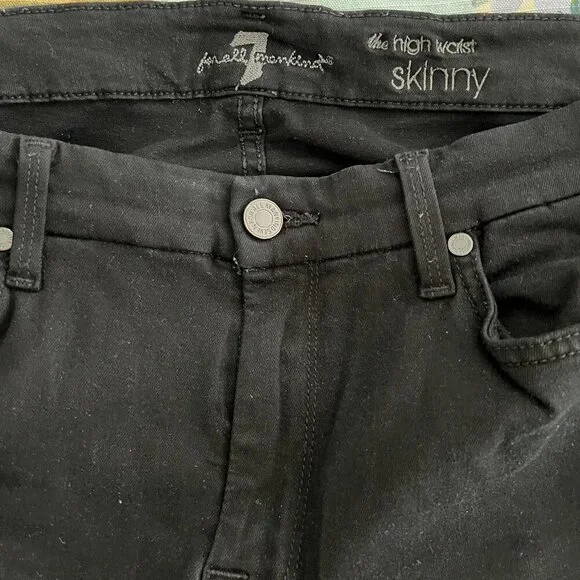 7 For All Mankind 'Slim Illusion Luxe' High Waist Skinny Jeans (Black) Size 31 - Picture 4 of 7